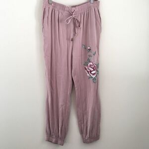 American Rag pink jogger pants with rose | Size Medium
